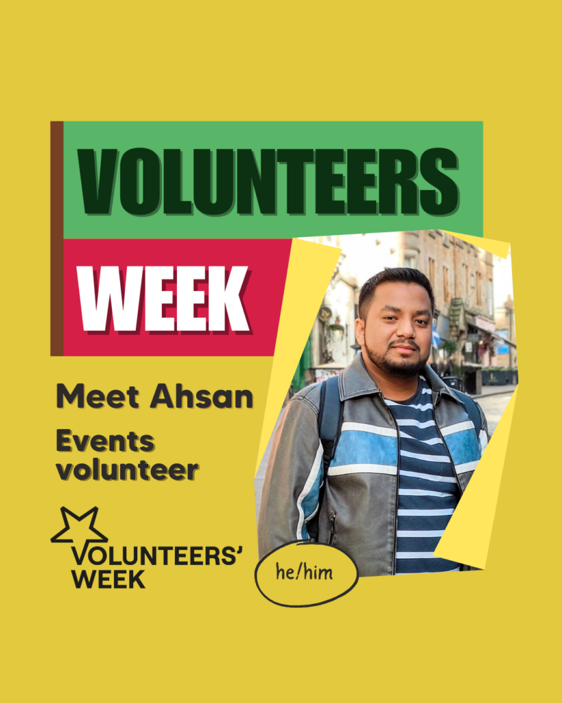A portrait of Ahsan who volunteers on events with our Edinburgh Community Programme