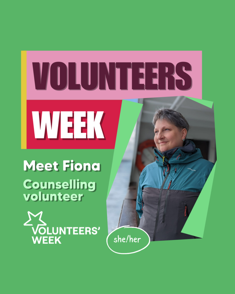A portrait of Fiona who volunteers as a counsellor with Glasgow Mental Health Project