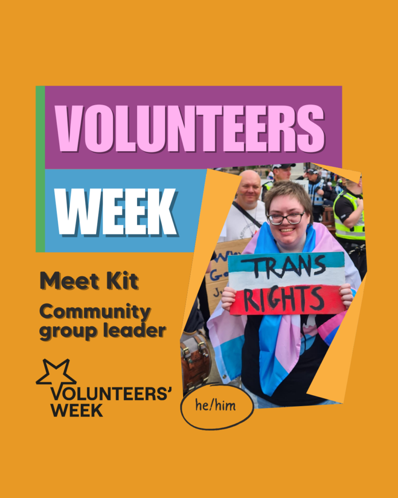 A portrait of Kit who volunteers as a Community Group Leader