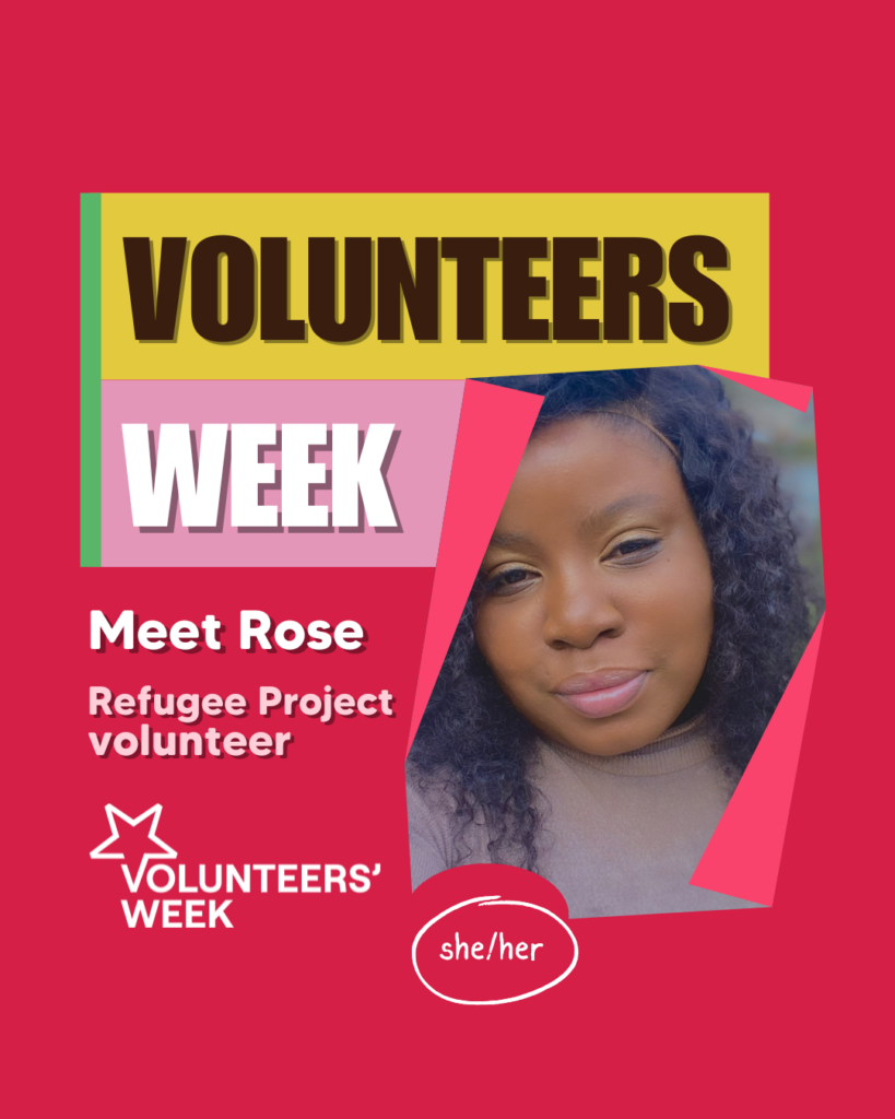 A portrait of Rose who volunteers with LGBT Health's Refugee Projecr