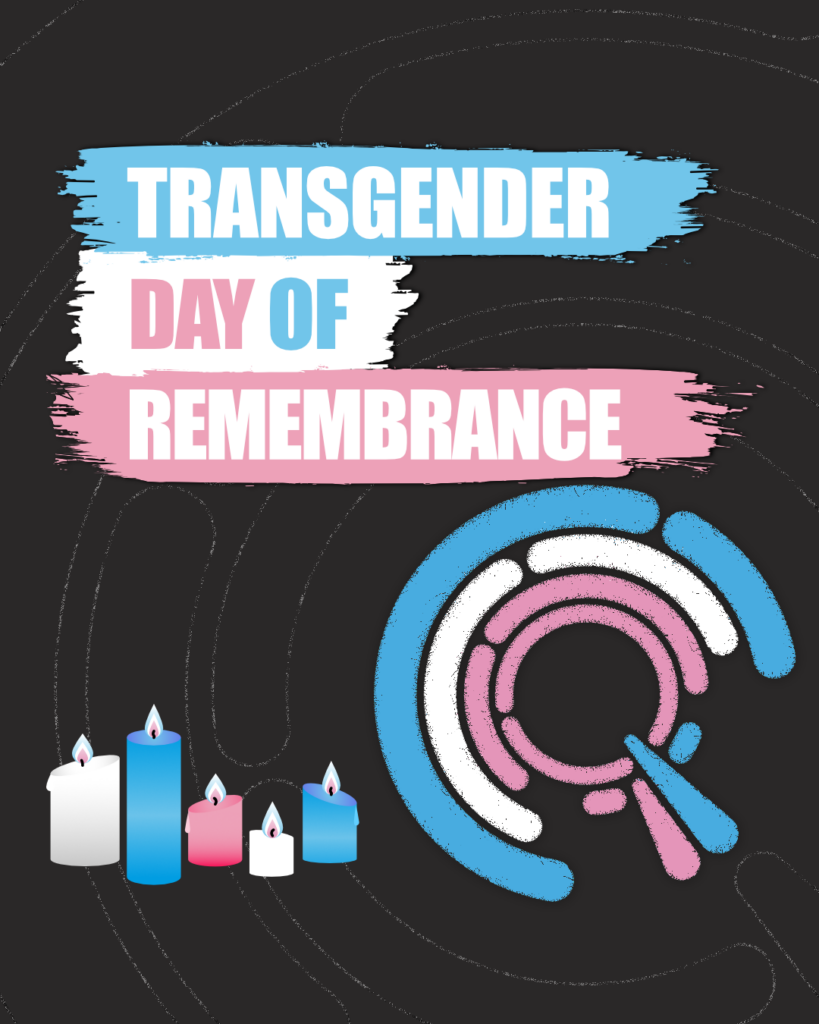 Candles with LGBT Health and Wellbeing's logo in the trans flag colours