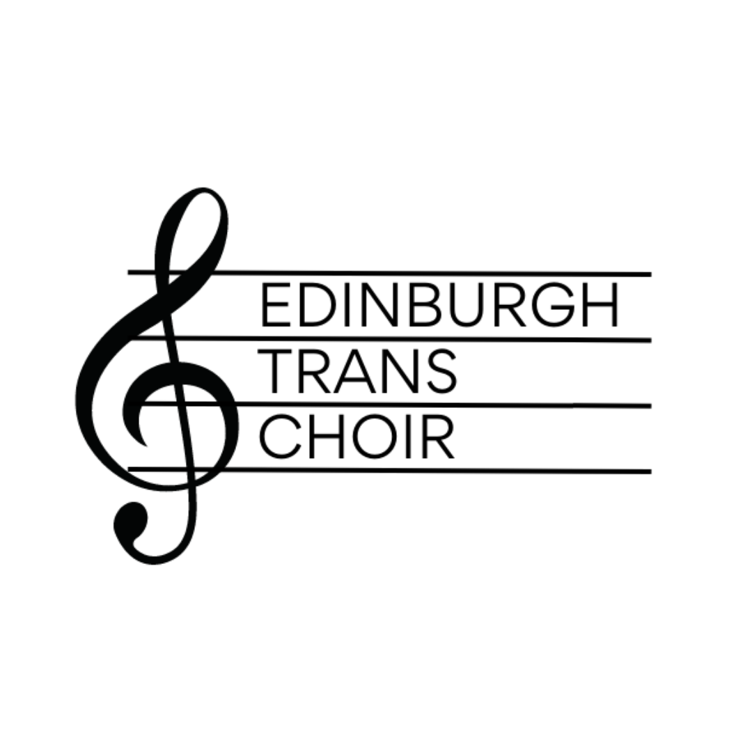Musical sheet with text 'Edinburgh Trans Choir'