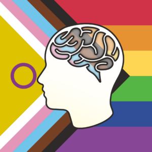 The progress LGBT flat with a head figure and brain