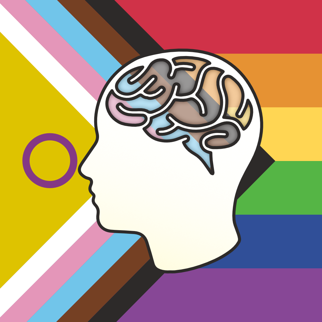 The progress LGBT flat with a head figure and brain