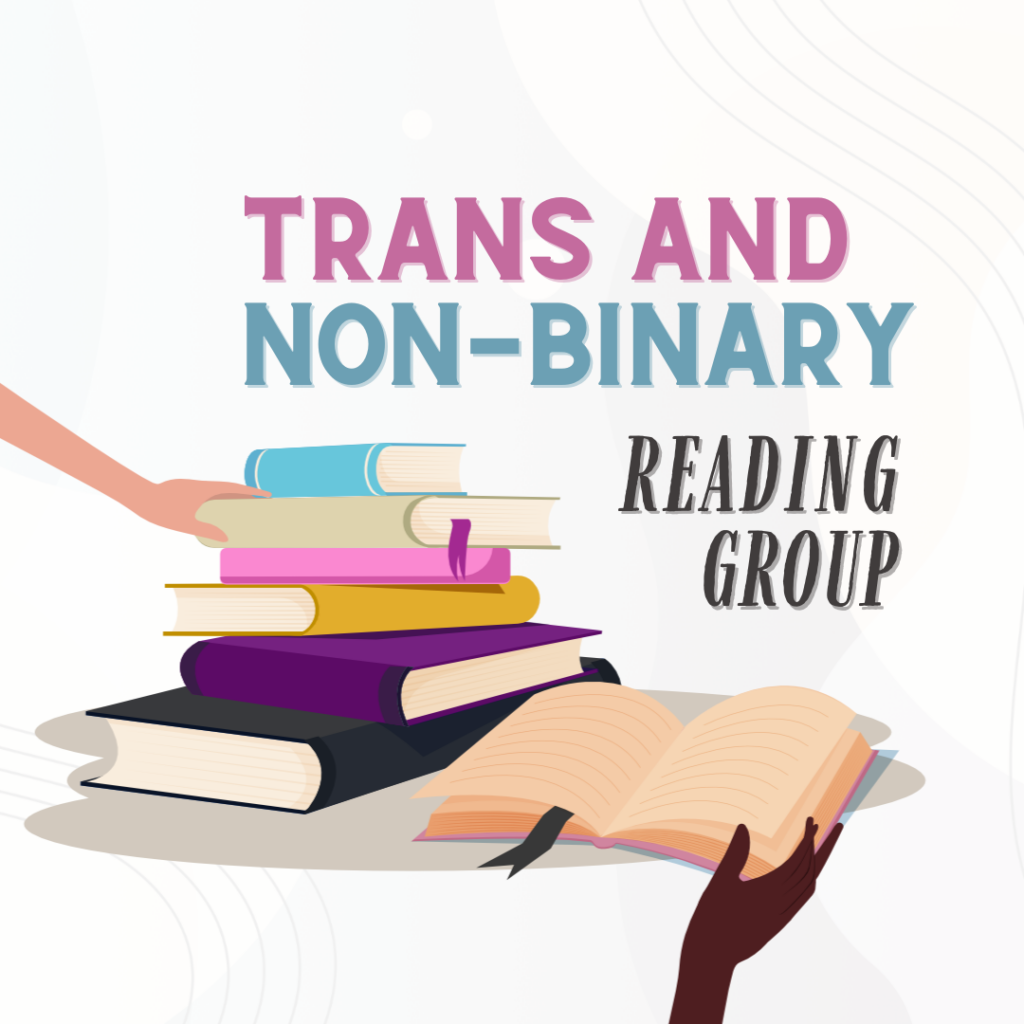 A stack of books in different colours of trans identities flags