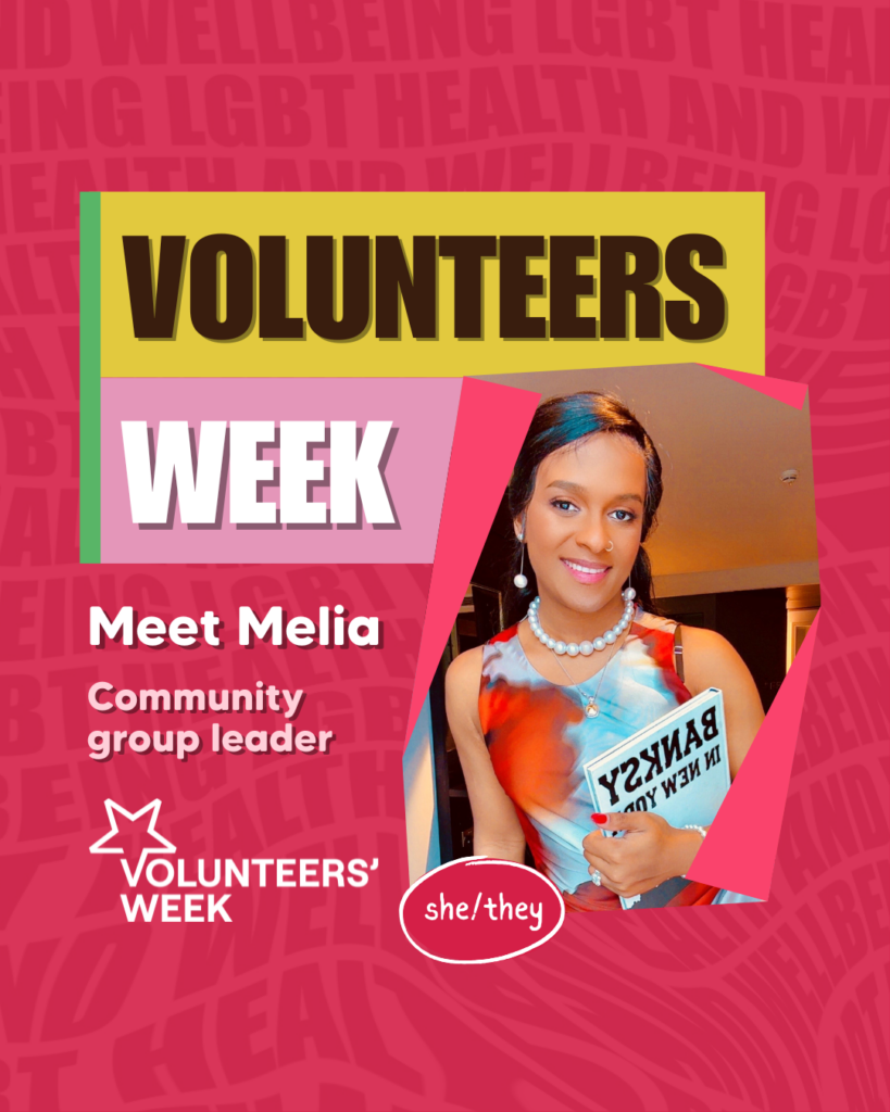 A portrait of Melia who is one of the leaders of Edinburgh Trans Women - a community group with LGBT Health and Wellbeing.